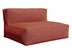Online Salón de jardín de tela 4 plazas: 1 sofá, 1 Chaise longue y un puf - Terracotta - NOUMARA de Conjunto Sofá Y Sillón