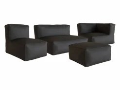 MYLIA Salón de jardín de tela : 1 sofá, 1 sillón, 1 rincón, 1 puf - NOUMARA de