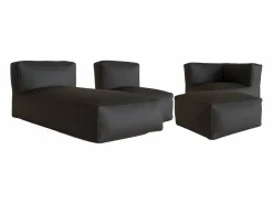 New Salón de jardín de tela - 1 sillón 1 ángulo 1 chaise longue 1 puf NOUMARA Conjunto Sofá Y Sillón