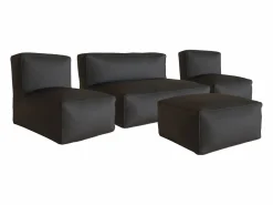 MYLIA Salón de jardín de tela : 1 sofá, 2 sillones y un taburete - NOUMARA de