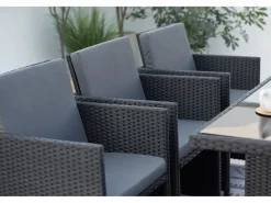 Concept-Usine Salón de jardín encastrable 10 plazas de resina trenzada negro/gris MONACO