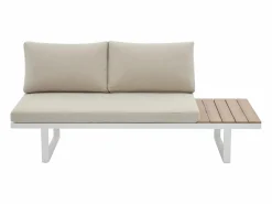 MYLIA Salón de jardín modular de aluminio: 2 sofás y una mesa de centro - con cojines beige - BAMBAÏA de