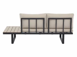 Discount MYLIA Salón de jardín modular de aluminio: 2 sofás y una mesa de centro - Antracita con cojines beige - BAMBAÏA de Gris antracita