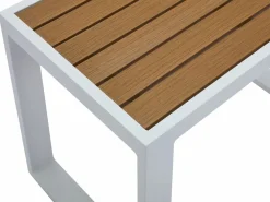 MYLIA Salón de jardín modular de aluminio - Blanco con cojines beige - NOLLAY de