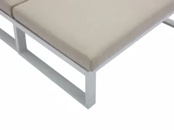 MYLIA Salón de jardín modular de aluminio - Blanco con cojines beige - NOLLAY de