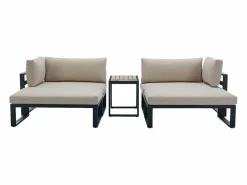 Hot MYLIA Salón de jardín modular de aluminio - Gris antracita con cojines beige - NOLLAY de Negro / Beige