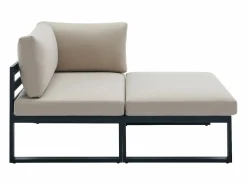 Hot MYLIA Salón de jardín modular de aluminio - Gris antracita con cojines beige - NOLLAY de Negro / Beige