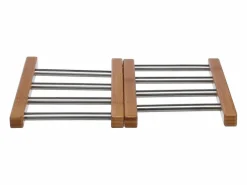 5five Salvamanteles Extensible de Bambú y Acero Inoxidable 35cm