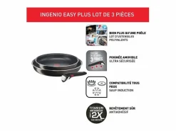 Tefal Sartenes Ingenio Easy Plus 24/28 cm antiadherentes, mango desmontable, no inducción, fabricadas en Francia