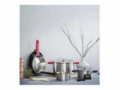 Lacor Sartén de acero inoxidable de 24 cm con mango desmontable y sistema Click & Lock - Colección COMBI de