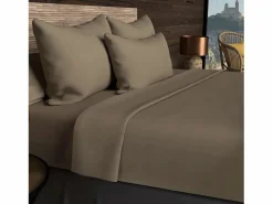 Best Soleil d'ocre Sábana bajera de algodón liso 160x200 cm JERSEY taupe, por Topo