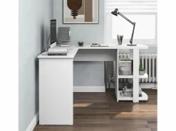 ModernLuxe Scrivania angolare a L da 140 cm con 2 ripiani - Bianca