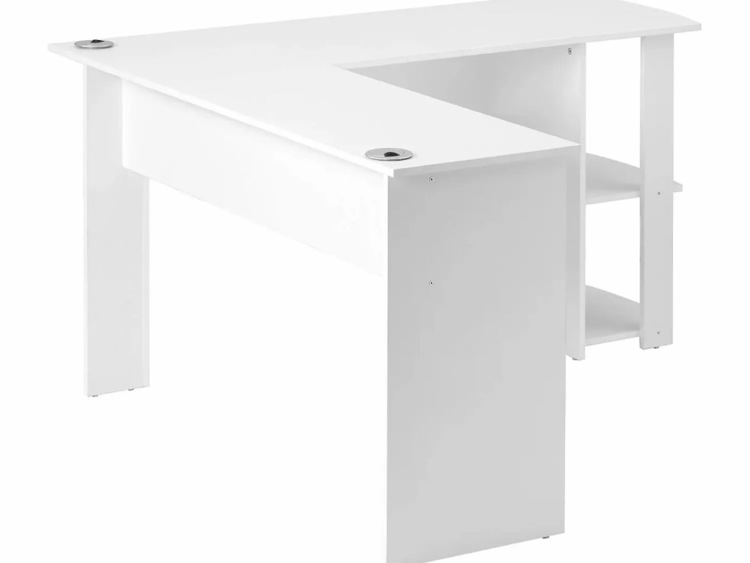 ModernLuxe Scrivania angolare a L da 140 cm con 2 ripiani - Bianca