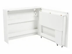 Best Hauss Spole Scrivania pieghevole su ruote con caricabatterie wireless - Finitura bianco lucido Blanco