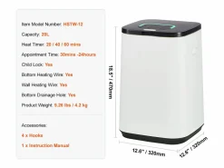 Secador de Toallas SucceBuy, Balde Calentador de Toallas 20L, Pantalla LED, Luz en U, Minutería,