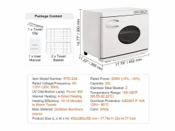 New Secador de Toallas Térmico SucceBuy de 23 L con 2 Soportes de Acero Inoxidable, Contener de 50 a 60 Toallas Toallero Eléctrico