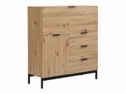 Clearance Vente-unique Secreter con 2 puertas y 3 cajones en MDF y metal, color natural - ERWIN Color natural claro