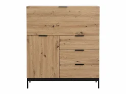 Clearance Vente-unique Secreter con 2 puertas y 3 cajones en MDF y metal, color natural - ERWIN Color natural claro