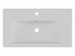 Shower & Design Semiempotrado de lavabo de cerámica blanca, L71.5 cm, YASMAC