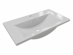 Shower & Design Semiempotrado de lavabo de cerámica blanca, L71.5 cm, YASMAC