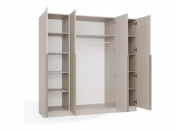 TOPESHOP SENSO - Armario cachemire – 4 puertas – 200×200 cm – Tiradores dorados – Dormitorio