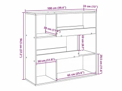 Separador de ambientes madera roble Sonoma 100x33x94,5 cm Librería