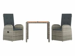Clearance Set comedor de jardín 3 piezas con cojines ratán sintético Comedores De Jardín