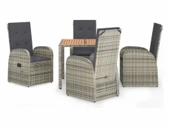 Clearance Clicnbuy Set comedor de jardín 5 piezas con cojines ratán sintético Gris