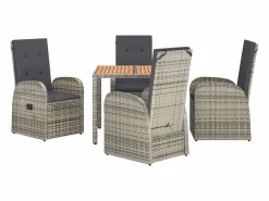 Clearance Clicnbuy Set comedor de jardín 5 piezas con cojines ratán sintético Gris