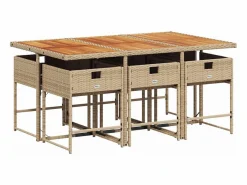 Hot Set comedor de jardín 7 piezas con cojines ratán sintético Comedores De Jardín