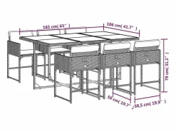 Hot Set comedor de jardín 7 piezas con cojines ratán sintético Comedores De Jardín