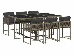 Clicnbuy Set comedor jardín 7 piezas y cojines ratán sintético