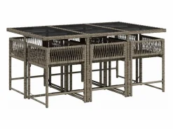 Clicnbuy Set comedor jardín 7 piezas y cojines ratán sintético