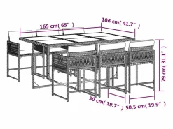 Clicnbuy Set comedor jardín 7 piezas y cojines ratán sintético