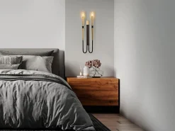Outlet Set de 2 apliques de pared estilo candelabro de metal - Dorado y negro - Alt. 58 cm - OVYLA Aplique Para Pared