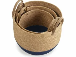 Set de 3 cestas Tecla de fibra natural con asas, /natural Accesorios De Almacenaje|Cesta