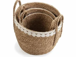 Hot Set de 3 cestas Yasmina de fibra natural con asas, /natural Accesorios De Almacenaje|Cesta