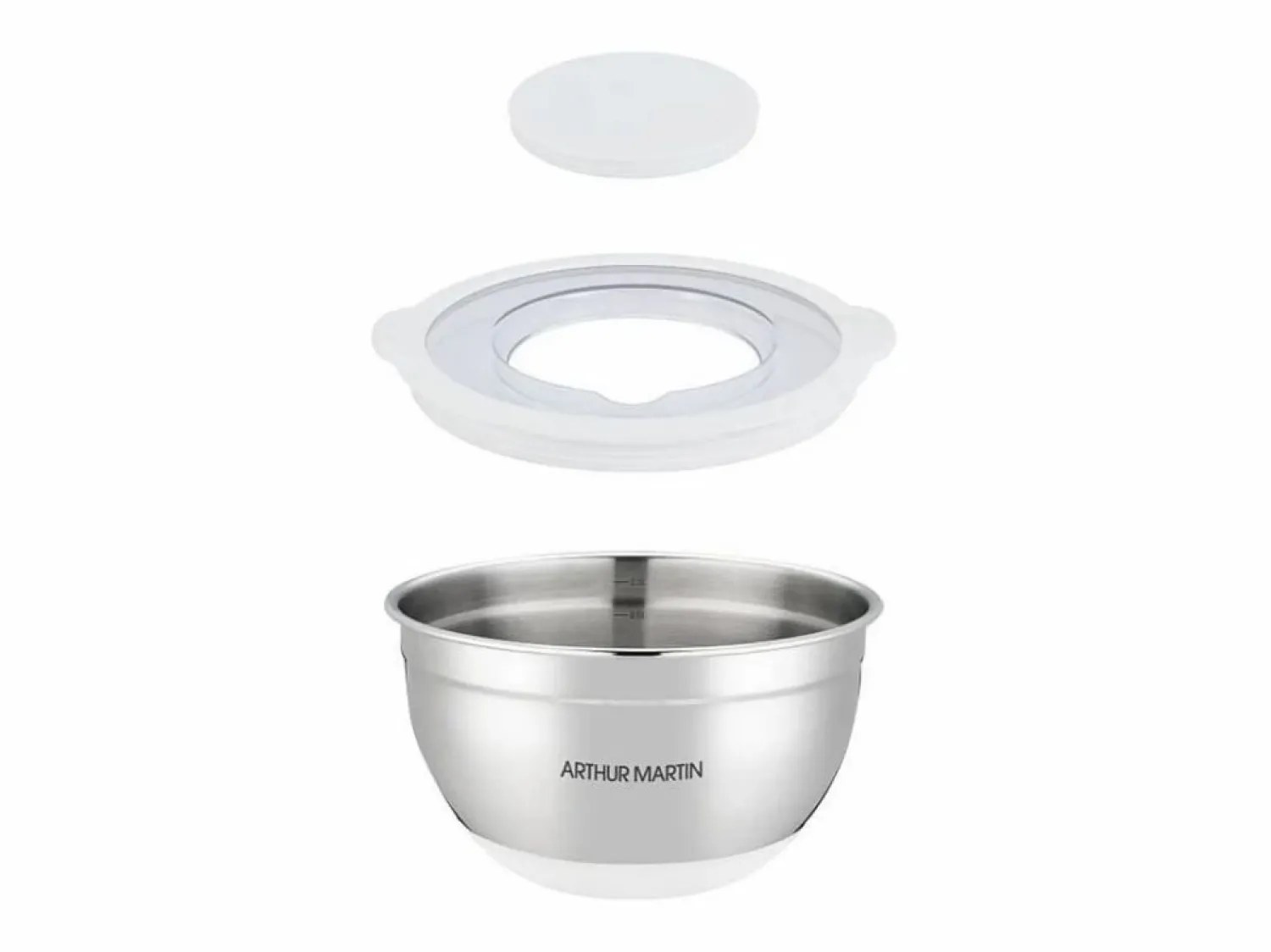 Sale Arthur Martin Set de 3 ensaladeras de acero inoxidable 16-24 cm con tapas herméticas y base antideslizante de silicona Multicolor