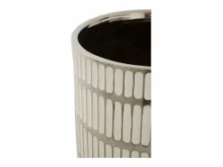 Set de 2 jarrones de cerámica blanca con decoraciones en plata Ray