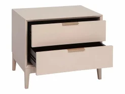 Clearance Miliboo Set de 2 mesillas de noche rosa y metal dorado con almacenaje GIANA Crema