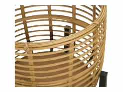 Online Set de 2 portamacetas redondos de ratán con soporte de metal negro Zeyok Macetero