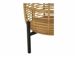 Online Set de 2 portamacetas redondos de ratán con soporte de metal negro Zeyok Macetero