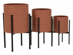 Set de 3 portamacetas redondos modernos de metal colorido Milly Tris