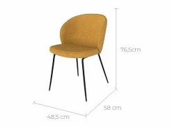Rendez-Vous Déco Set de 2 sillas amarillas en tejido bouclé con patas de metal - Groom