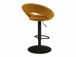 Hot Rendez-Vous Déco Set de 2 sillas de bar en metal negro y terciopelo curry 61/76,5 cm - Cloclo Amarillo