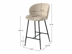 Hot Rendez-Vous Déco Set de 2 sillas para isla de cocina en tejido bouclé 66 cm - Groom Beige