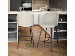 Hot Rendez-Vous Déco Set de 2 sillas para isla de cocina en tejido bouclé 66 cm - Groom Beige