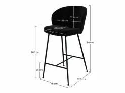 Hot Rendez-Vous Déco Set de 2 sillas para isla de cocina en tejido bouclé 66 cm - Groom Negro