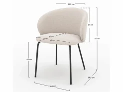 Rendez-Vous Déco Set de 2 sillas Victoria en tela y patas de metal negro - Victoria