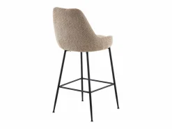 Discount Set de 2 taburetes de bar de tela rizada y metal negro - - TOYBA Muebles De Bar|Taburete Alto
